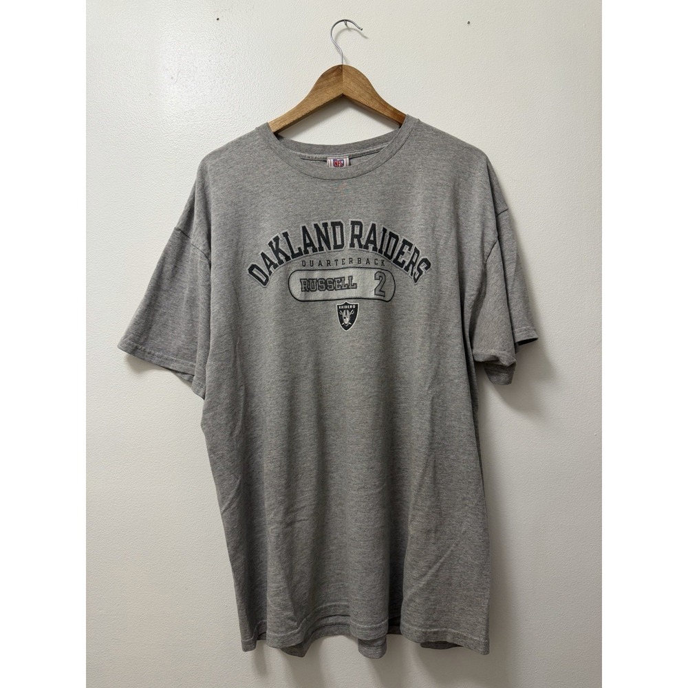 Vintage Oakland Raiders Gray Men's Shirt 2XL NFL Quarterback Russell #2 Y2K